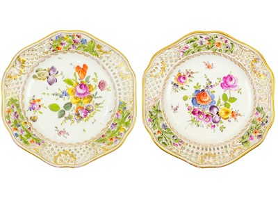 Lot 427 - A pair of Carl Thieme Potschappel ribbon plates.