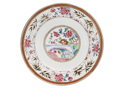 Lot 493 - A Chinese famille rose porcelain plate, 18th Century.