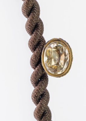 Lot 73 - A Victorian rose gold mounted plaited hair Albert watch chain.