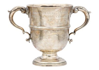 Lot 15 - A Victorian silver twin-handled pedestal trophy cup by Wakely & Wheeler.