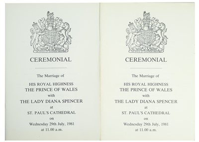 Lot 97 - Marriage of Charles Prince of Wales with The Lady Diana Spencer 1981