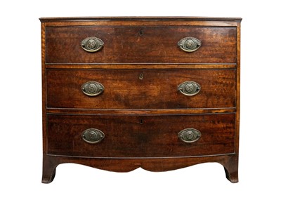 Lot 593 - A 19th century mahogany bow front chest.