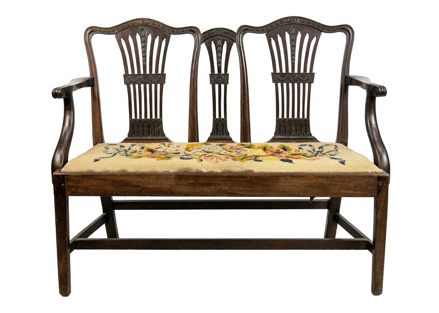 Lot 623 - A 19th century mahogany double chairback