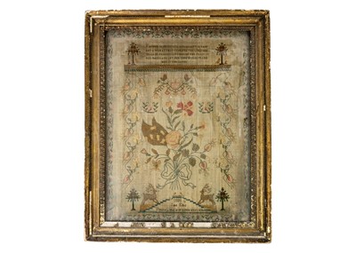 Lot 1591 - A George III sampler Jane Ellis 1808.