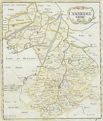 Lot 344 - Sutton Nichols, hand-coloured Map of Cambridgeshire