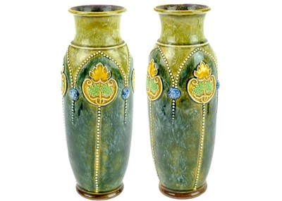 Lot 364 - A pair of Royal Doulton stoneware vases.