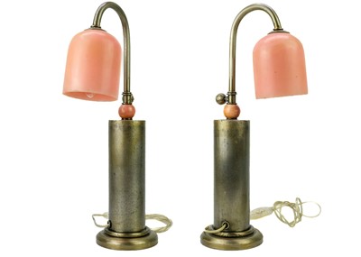 Lot 492 - A pair of steel Industrial style table lamps.