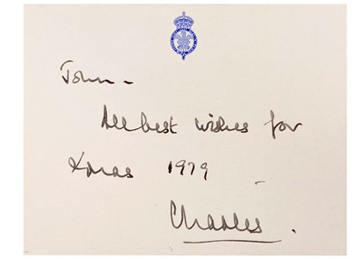 Lot 78 - Charles  III, as The Prince of Wales, Royal Christmas card 1979