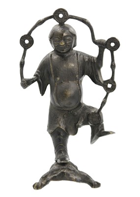 Lot 520 - A Chinese bronze model of Liu Hai, Qing Dynasty.
