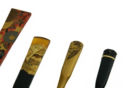 Lot 1023 - Eighteen Japanese lacquer kogai, 19th/20th century.