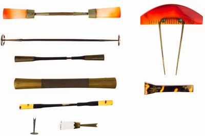 Lot 498 - Sixteen Japanese lacquer kogai, 19th/20th century.