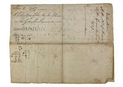 Lot 479 - Valuation of the No of Acres in the Grambla Tenenment, Jube, 1757.