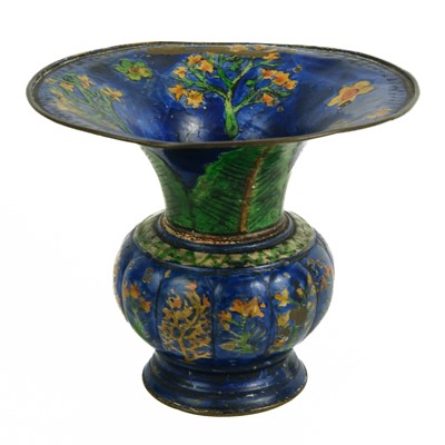 Lot 531 - A Chinese Canton painted copper vase, circa 1800.