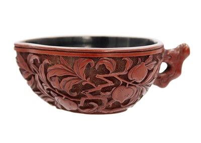 Lot 88 - A Chinese cinnabar lacquer libation cup, Qing Dynasty, 18th/19th century