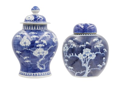 Lot 506 - A large Chinese blue and white prunus blossom ginger jar, circa 1900.