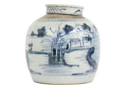 Lot 511 - A Chinese blue and white porcelain ginger jar & cover, 19th century.