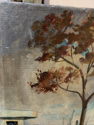 Lot 637 - Hugh E. RIDGE (1899-1976) Thames Dock Scene...