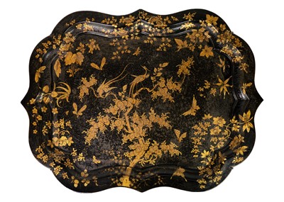 Lot 146 - A Victorian paiper mache lacquered serving tray.