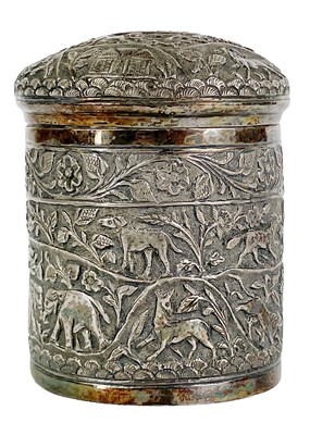 Lot 70 - An Indian silver cannister, early 20th century.