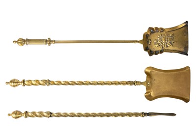 Lot 339 - A set of three Victorian Gothic revival fire irons.