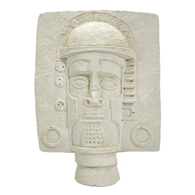 Lot 52 - A Troika biscuit pottery Aztec mask.