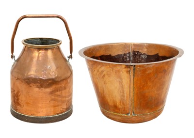 Lot 1128 - A substantial copper bowl or log bin.