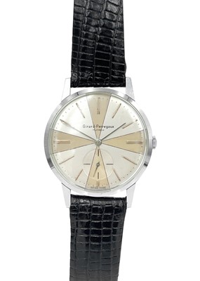 Lot 111 - GIRARD-PERREGAUX - A stainless steel case manual wind gentleman's dress wristwatch.