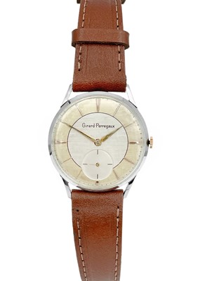 Lot 99 - GIRARD-PERREGAUX - A stainless steel manual wind gentleman's wristwatch.