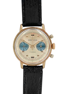 Lot 189 - BREITLING - A gold-plated chronograph gentleman's manual wind 'Panda' wristwatch.