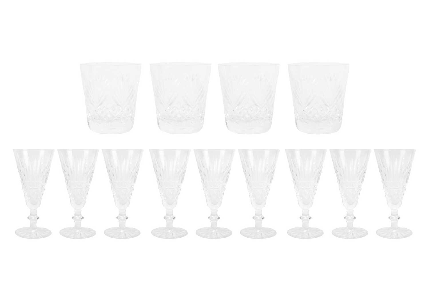 Lot 400 - A set of nine Waterford Tramore pattern glasses.