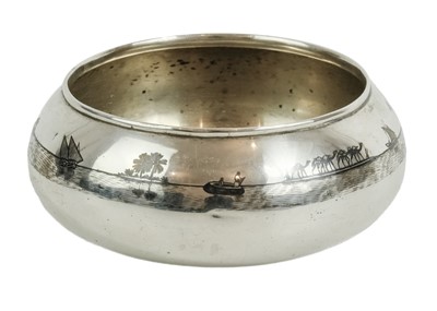 Lot 90 - A Middle Eastern silver niello bowl, early 20th century.