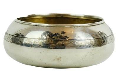 Lot 90 - A Middle Eastern silver niello bowl, early 20th century.