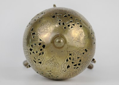 Lot 92 - A Cairoware brass incense burner, early 20th century.