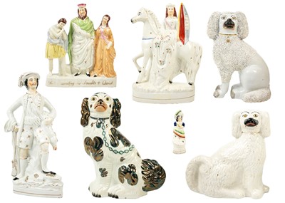 Lot 440 - A Victorian Staffordshire poodle.