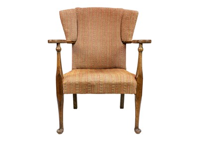 Lot 629 - A walnut and beech open armchair.