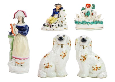 Lot 1159 - Five various Staffordshire figures.