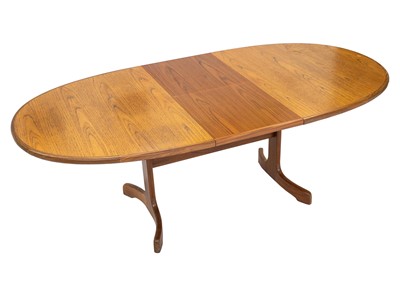 Lot 43 - A mid century  G Plan teak oval extending dining table.