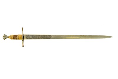 Lot 246 - A reproduction sword, with a wavy blade.