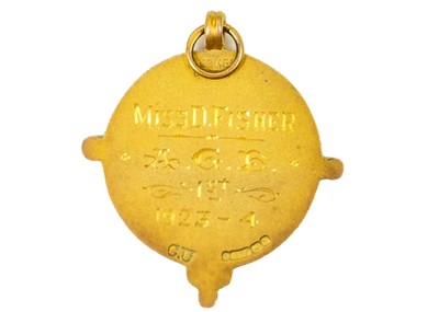 Lot 96 - A 9ct gold shield fob.