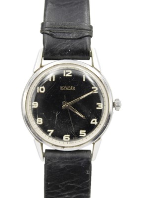 Lot 208 - ROAMER - A stainless steel cased gentleman's manual wind dress wristwatch.