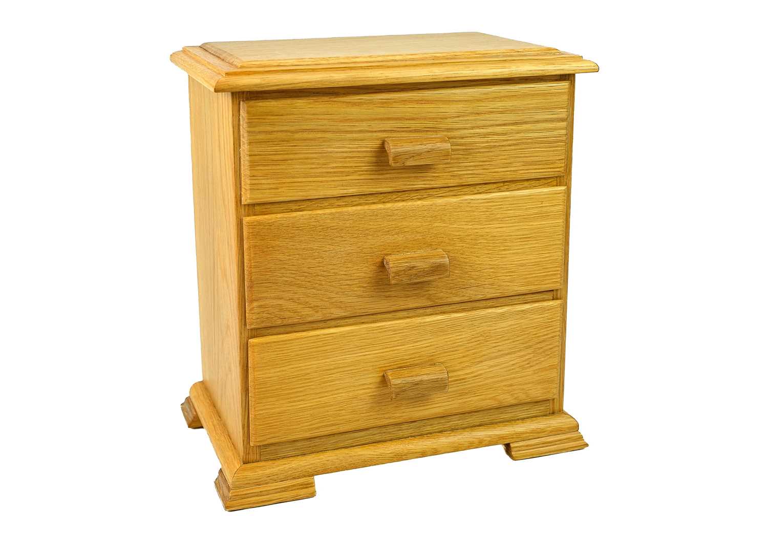 Lot 22 - Prenntek Designs. An oak jewellery box in the form of a chest of drawers