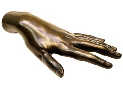 Lot 165 - A Victorian hollow bronze model of a hand.