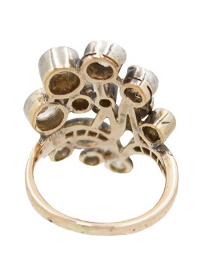 Lot 130 - An attractive late 19th-century continental diamond set foliate spray design ring.