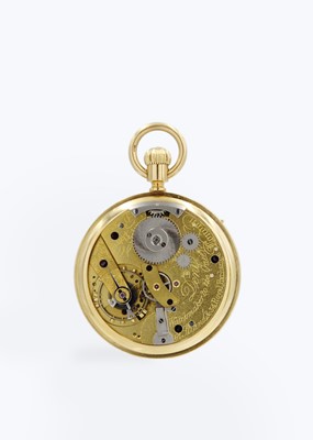 Lot 7 - DENT - An unusual 18ct cased chronograph crown wind open face pocket watch, no. 37660.
