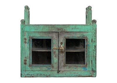 Lot 133 - An Indian green painted glazed cabinet, 19th century.