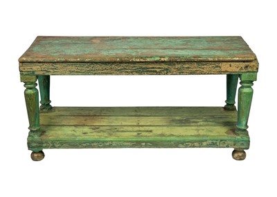 Lot 132 - An Indian green painted two-tier centre table, 19th century.