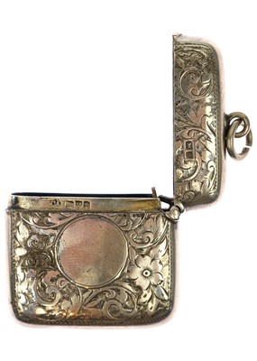 Lot 58 - An Edwardian silver fob vesta case and a nickel Player's Navy Cut fob vesta case.