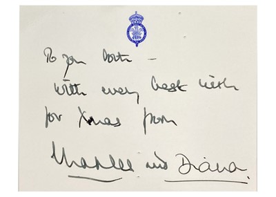 Lot 75 - King Charles  III, as The Prince of Wales & Diana, Princess of Wales, Royal Christmas card 1981