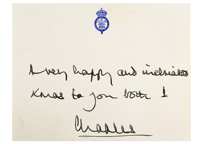 Lot 73 - King Charles  III, as The Prince of Wales & Diana, Princess of Wales, Royal Christmas card 1983