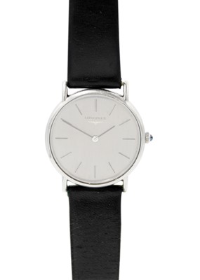 Lot 217 - LONGINES - A stainless steel gentleman's manual wind dress wristwatch.